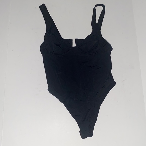Forever 21 Underwire Corset Bustier Slinky Black Bodysuit Size Stretchy Medium - Picture 3 of 11